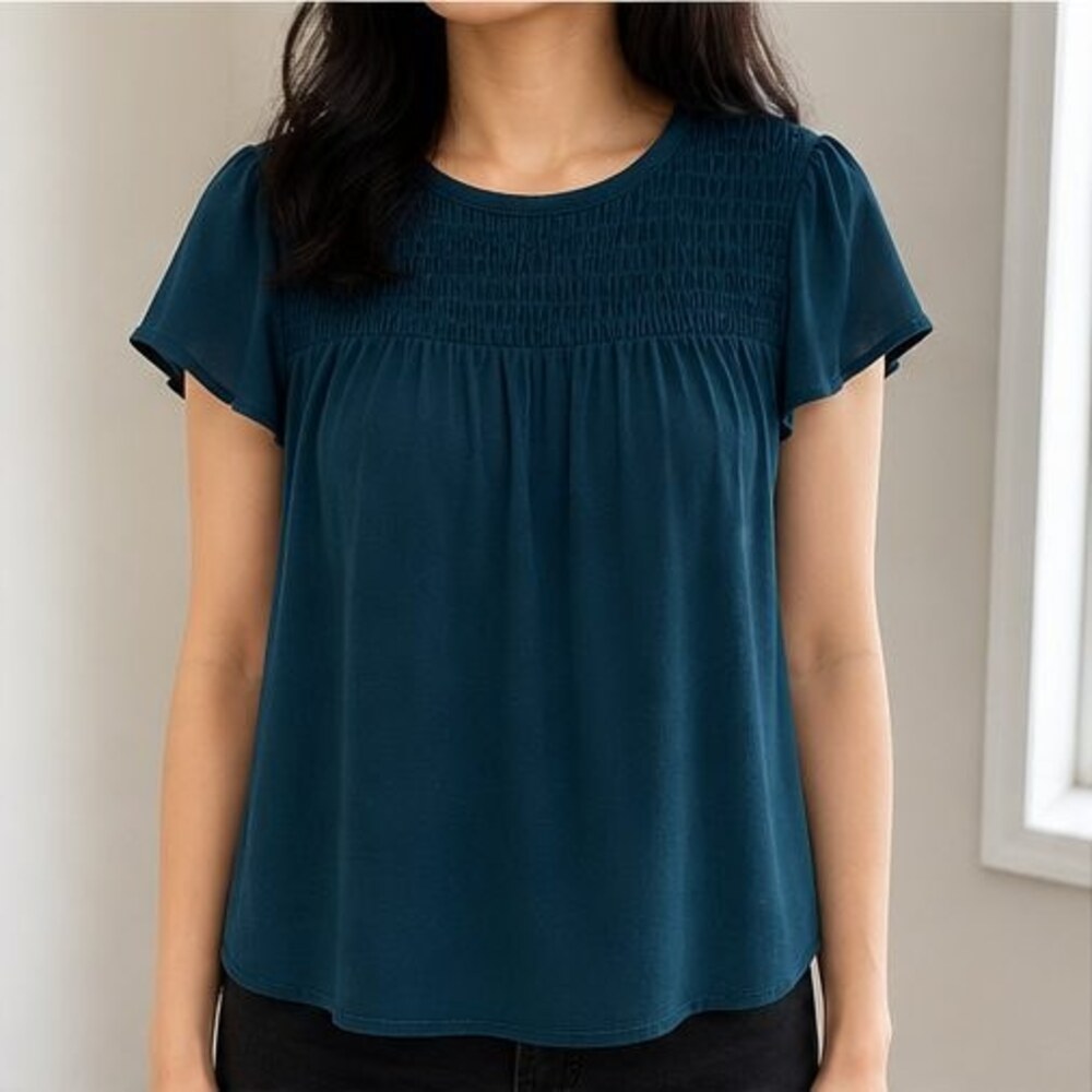 Teal Puff Sleeve Top - Picture 2 of 6